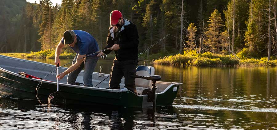 Two men fishing in a lake