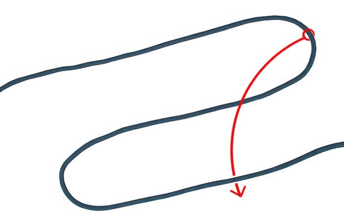 Dropper loop knot step 1