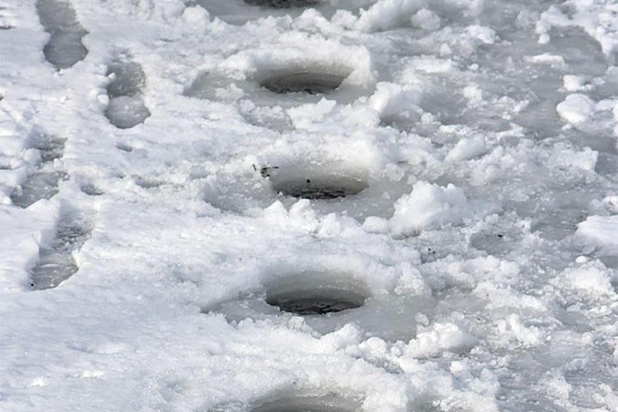ice fishing holes