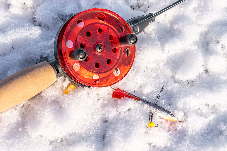 ice fishing jigging reel and lure