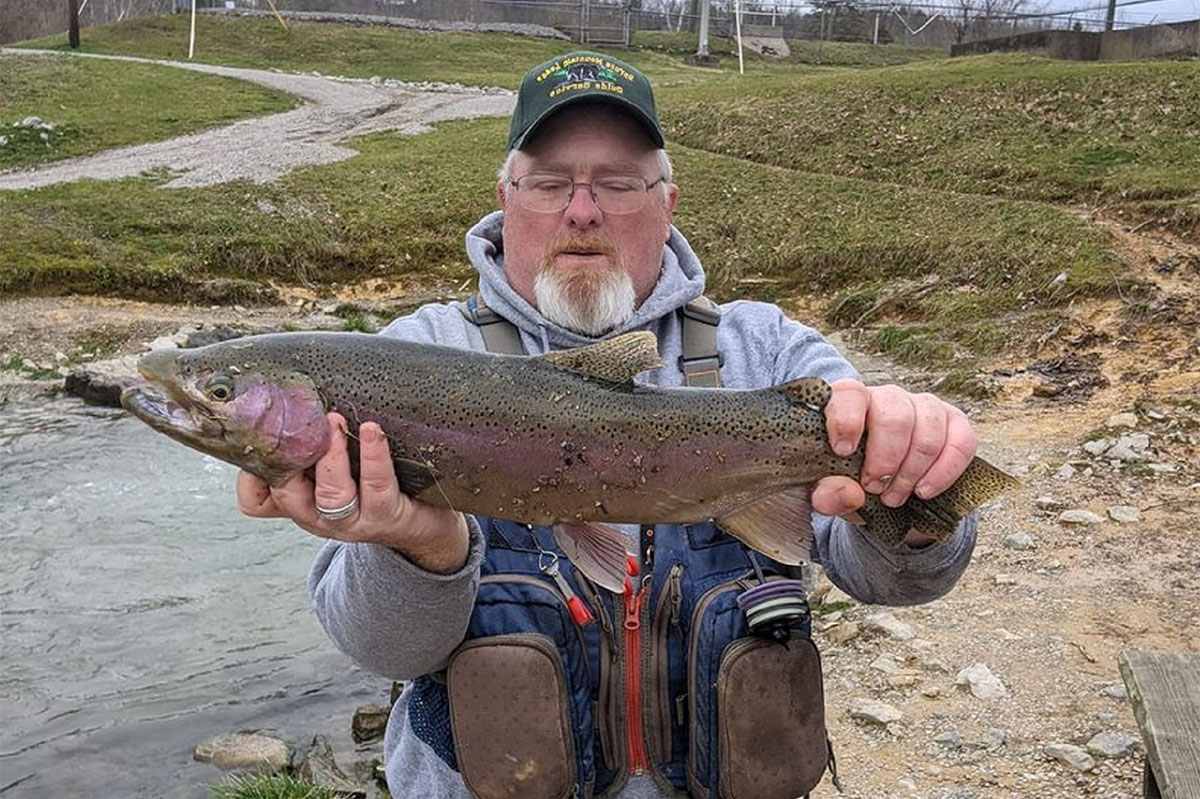 gaint rainbow trout caught in hatchery creek