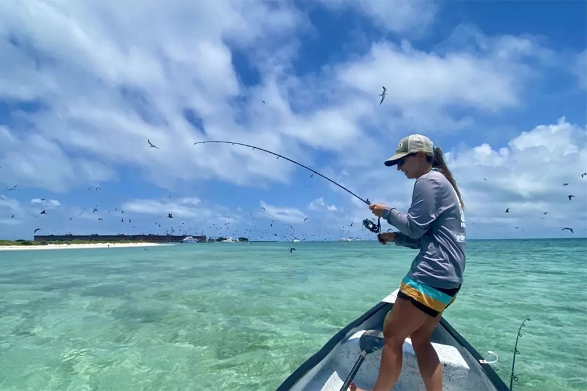 woman fishing in the dry tortugas key west