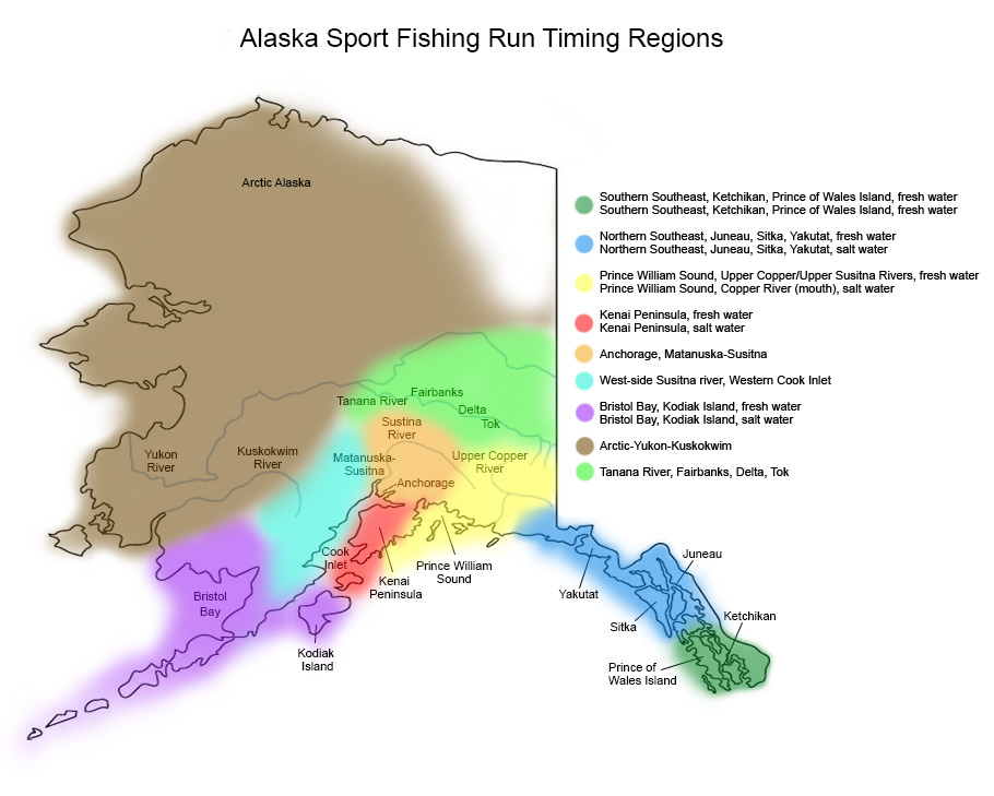 Alaska Fishing Seasons and Run Timing Charts by Region