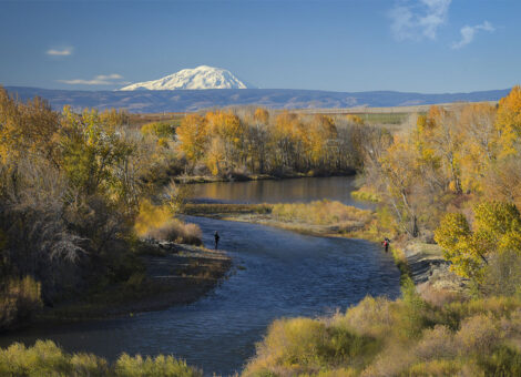 Anglers fly fishing on the Upper Yakima river in Washington.