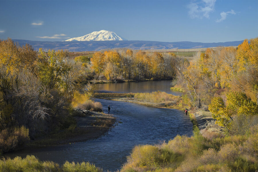 Anglers fly fishing on the Upper Yakima river in Washington.