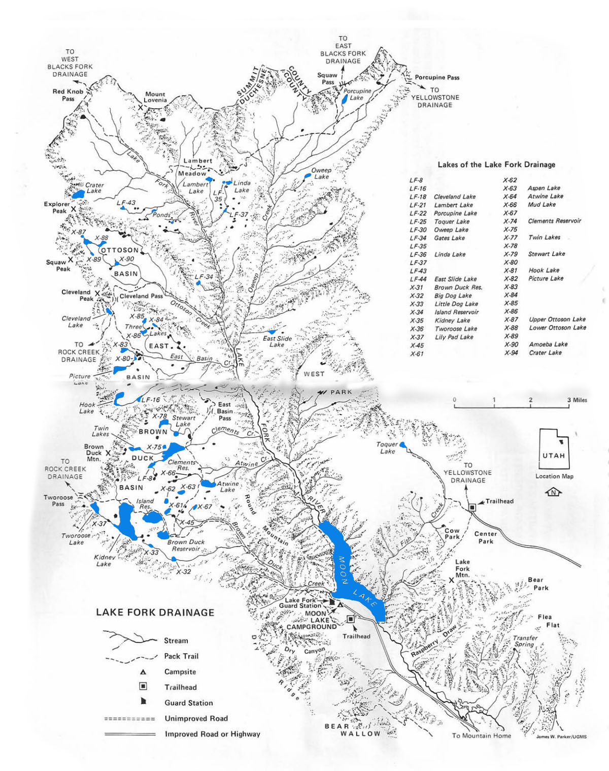 lake fork drainage uintas fishing lakes map