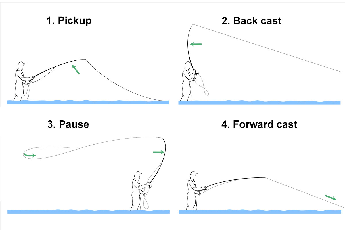 fly fishing casting four steps