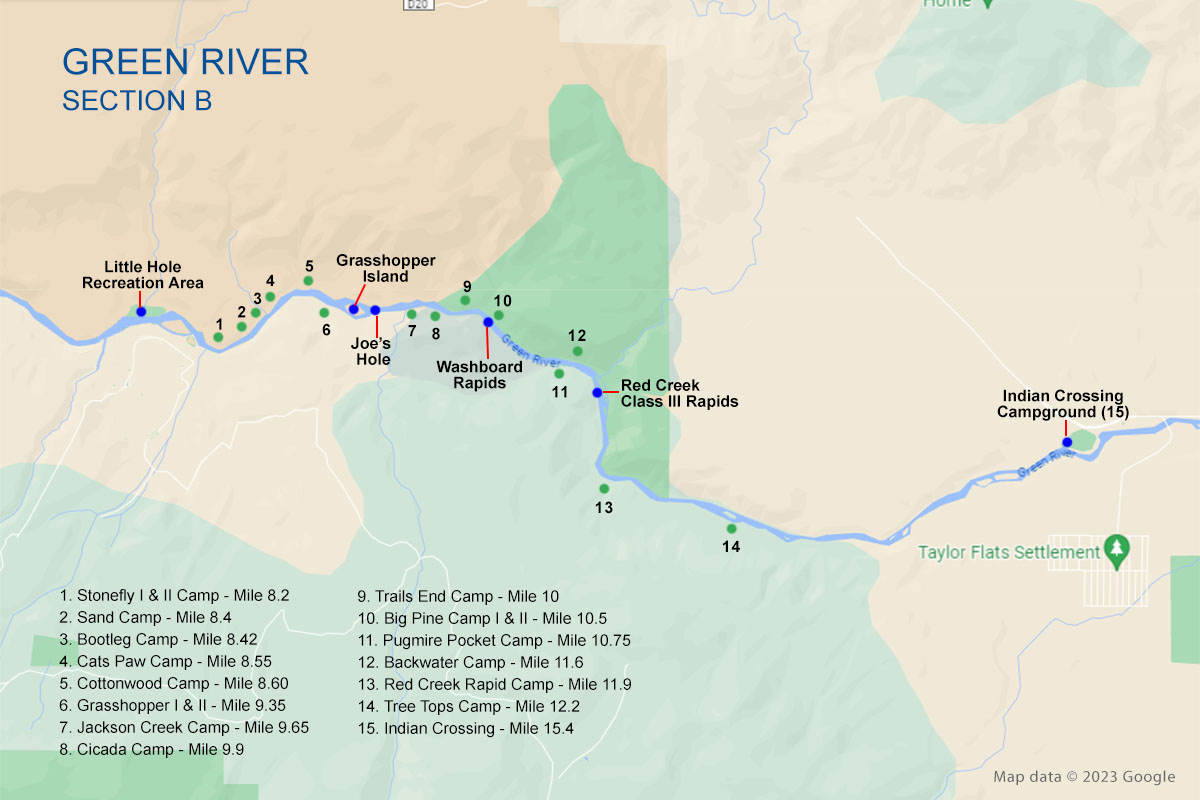 Green River Section B Float Fishing Map