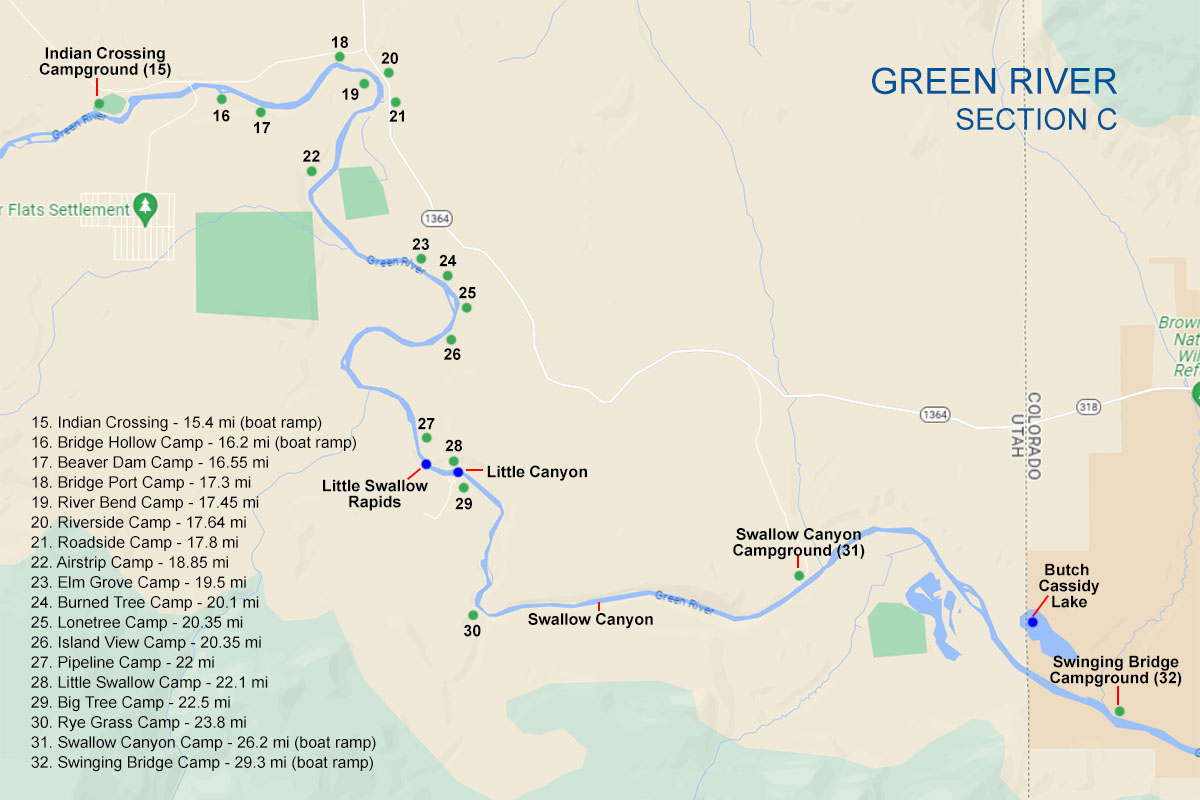 Green River Section C - Float Fishing Map