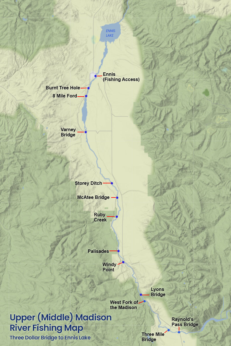 upper middle madison river fishing map