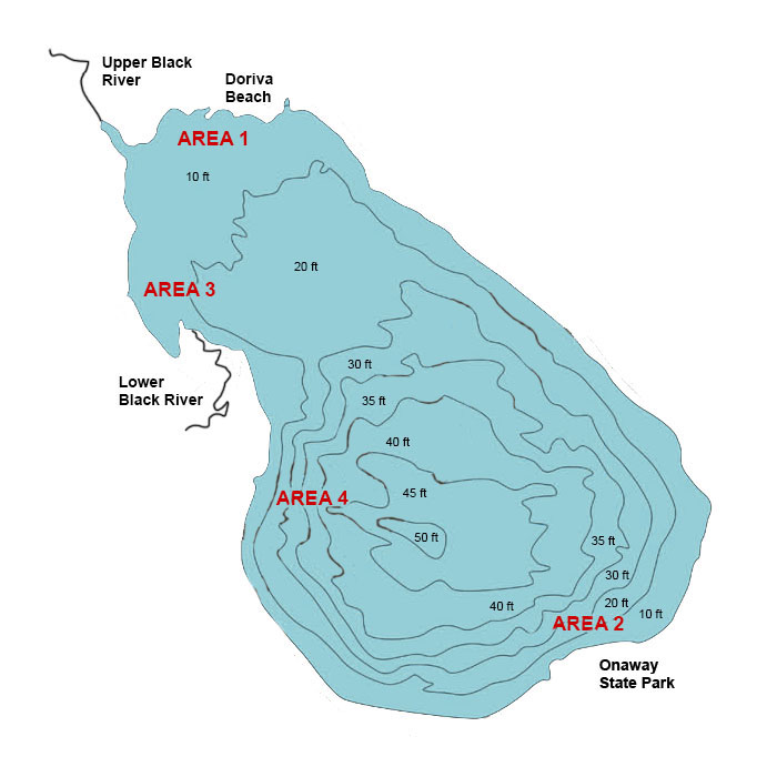 black lake michigan fishing map with hotspots